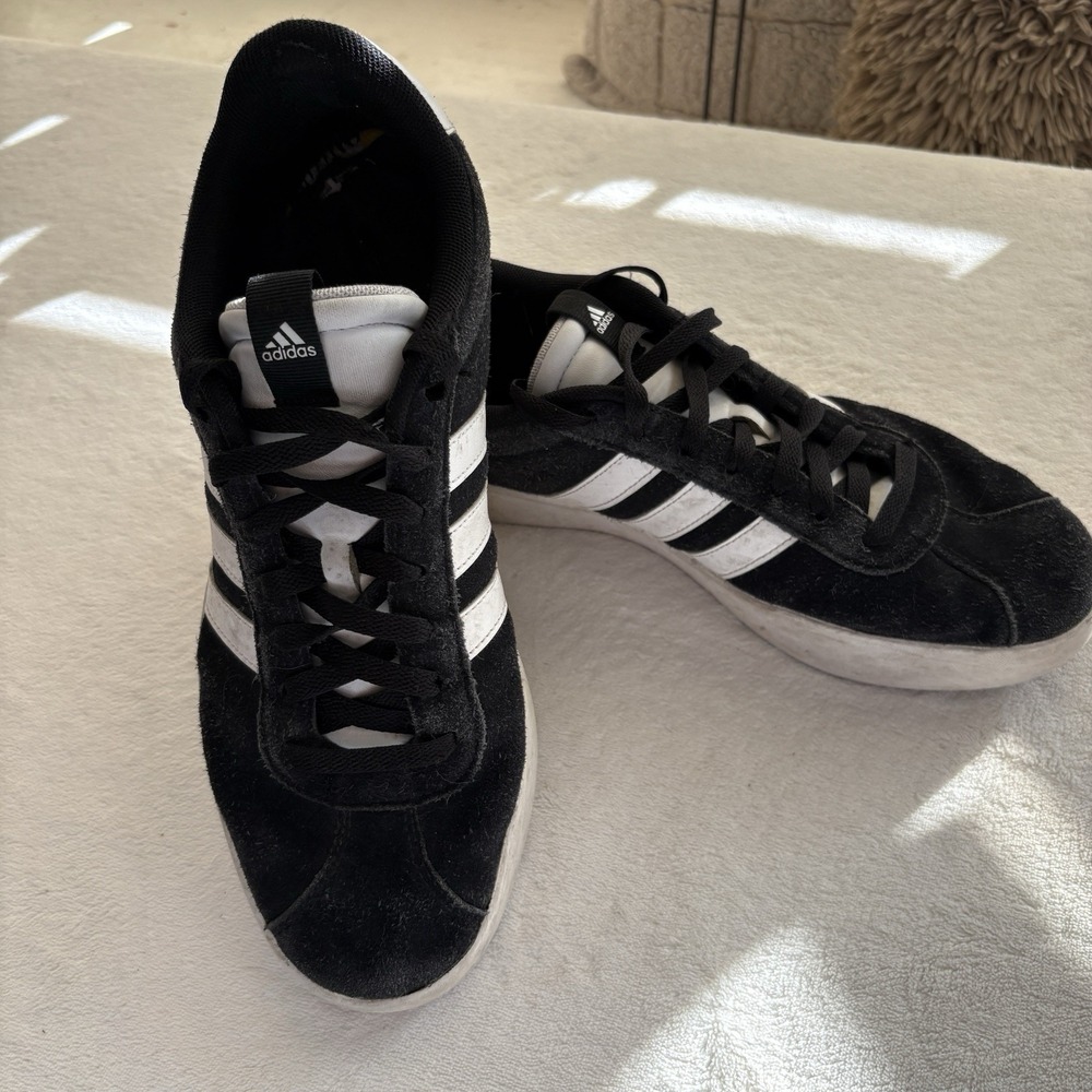 Adidas VL Court 2.0 Mens 11 Black White Suede Sneakers Casual Shoes AW3927